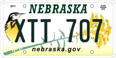 NE license plate XTT707