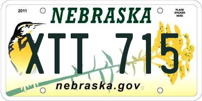 NE license plate XTT715