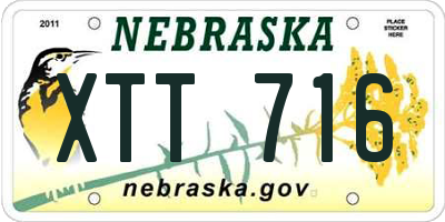 NE license plate XTT716