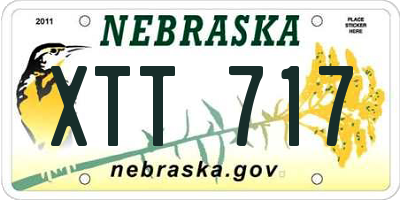NE license plate XTT717