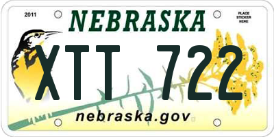 NE license plate XTT722