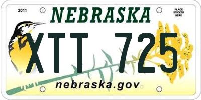 NE license plate XTT725