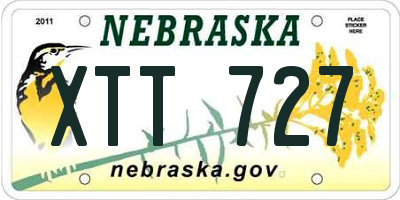 NE license plate XTT727