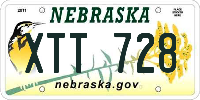 NE license plate XTT728