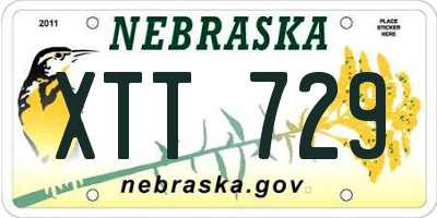 NE license plate XTT729
