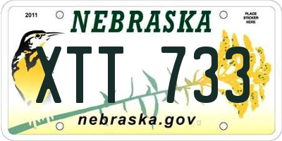 NE license plate XTT733