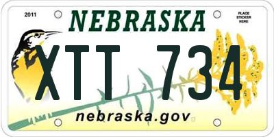 NE license plate XTT734