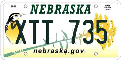 NE license plate XTT735