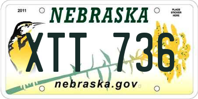 NE license plate XTT736