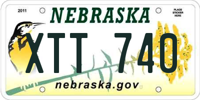 NE license plate XTT740