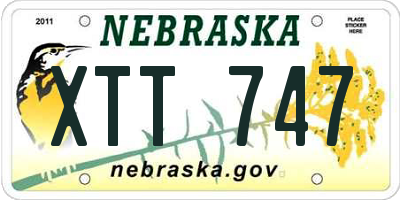 NE license plate XTT747