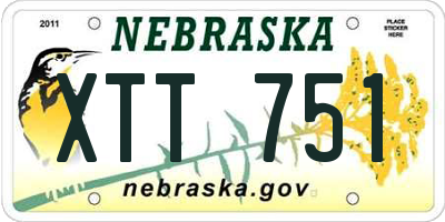 NE license plate XTT751