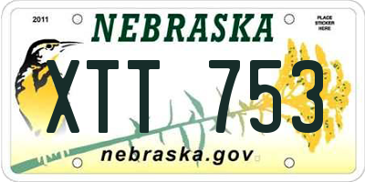 NE license plate XTT753