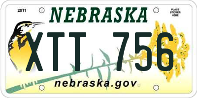 NE license plate XTT756