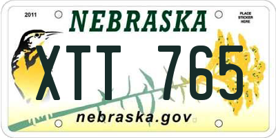 NE license plate XTT765