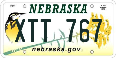 NE license plate XTT767