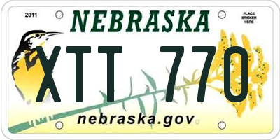 NE license plate XTT770