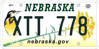 NE license plate XTT778