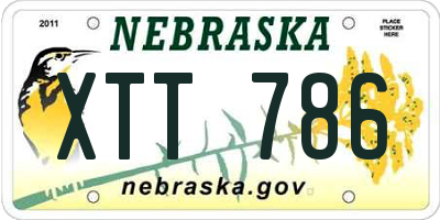 NE license plate XTT786