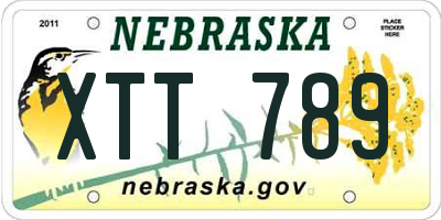 NE license plate XTT789