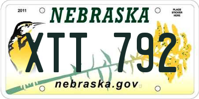 NE license plate XTT792