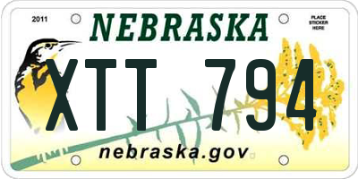 NE license plate XTT794