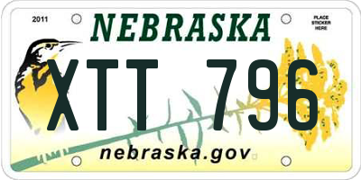 NE license plate XTT796