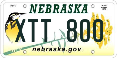 NE license plate XTT800