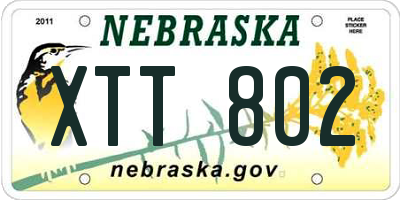 NE license plate XTT802