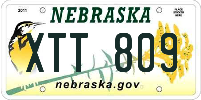 NE license plate XTT809