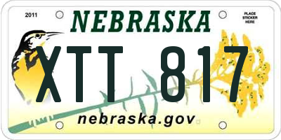 NE license plate XTT817