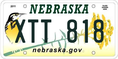 NE license plate XTT818