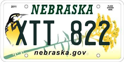 NE license plate XTT822