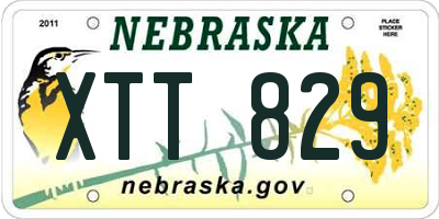 NE license plate XTT829