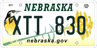 NE license plate XTT830