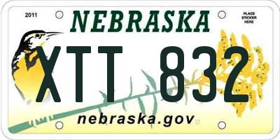 NE license plate XTT832