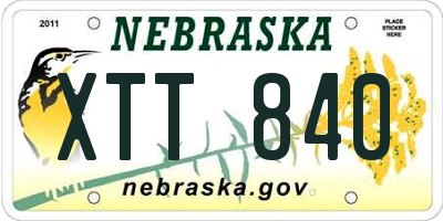 NE license plate XTT840