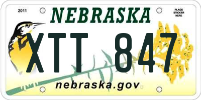 NE license plate XTT847