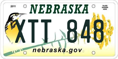 NE license plate XTT848
