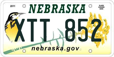 NE license plate XTT852
