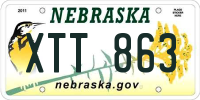 NE license plate XTT863