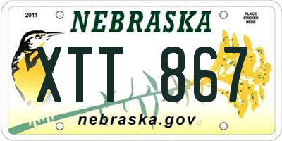 NE license plate XTT867