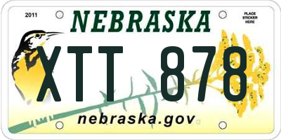 NE license plate XTT878