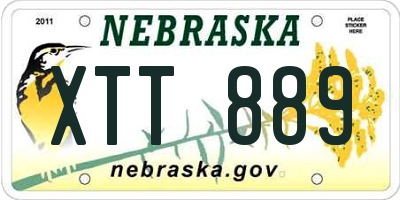 NE license plate XTT889
