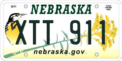 NE license plate XTT911