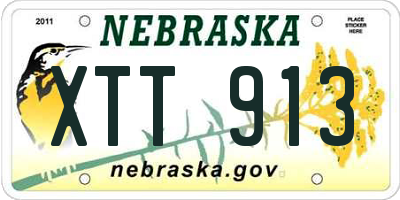 NE license plate XTT913