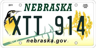 NE license plate XTT914
