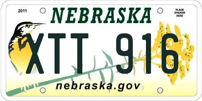 NE license plate XTT916