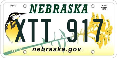 NE license plate XTT917