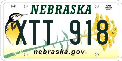 NE license plate XTT918